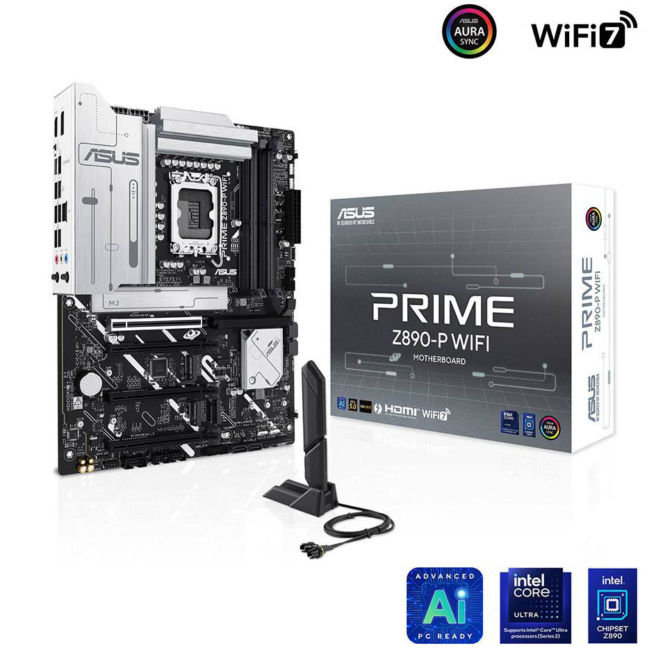 Motherboard ASUS PRIME Z890-P WIFI com antena e caixa