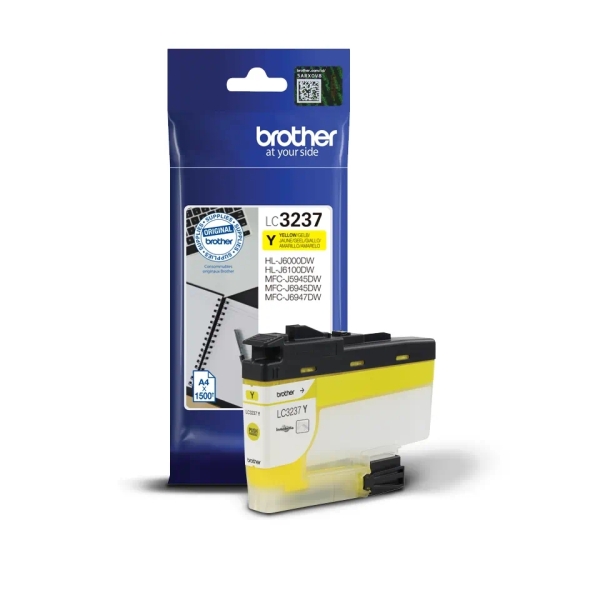 Cartucho de tinta amarelo Brother LC3237 Y com embalagem azul