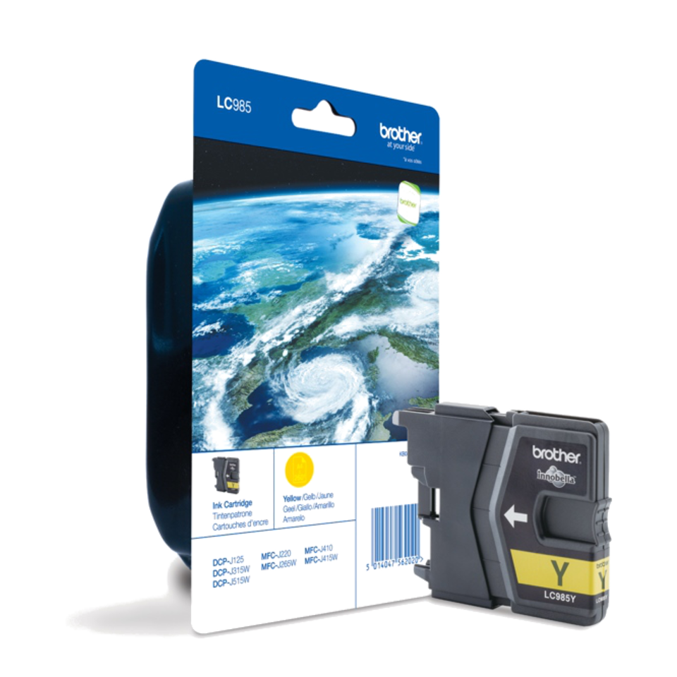 Cartucho de tinta Brother amarelo LC985Y com embalagem