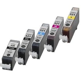 Tinteiros Canon PGI-520 e CLI-521 em várias cores