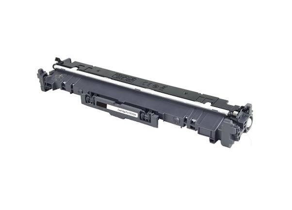 Cartucho de toner preto para impressora com texto e símbolos técnicos