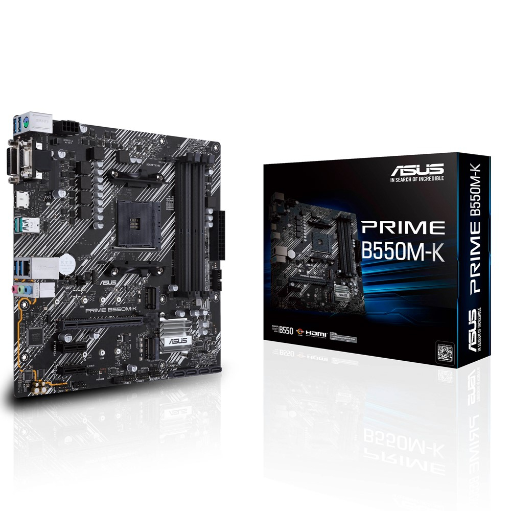 Placa mãe ASUS PRIME B550M-K preta com embalagem