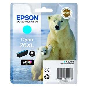 Cartucho de tinta Epson Cyan 26XL com imagem de ursos polares