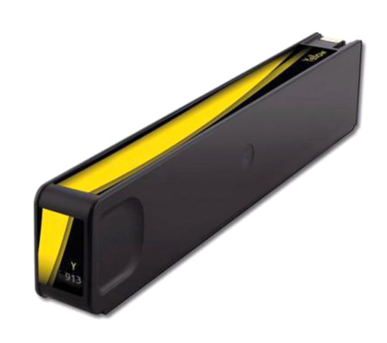 Cartucho de tinta amarela para impressora com etiqueta preta e amarela