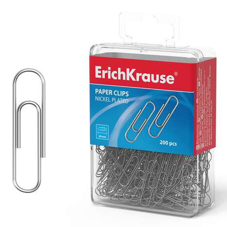 Caixa transparente com 200 clips de papel niquelados ErichKrause