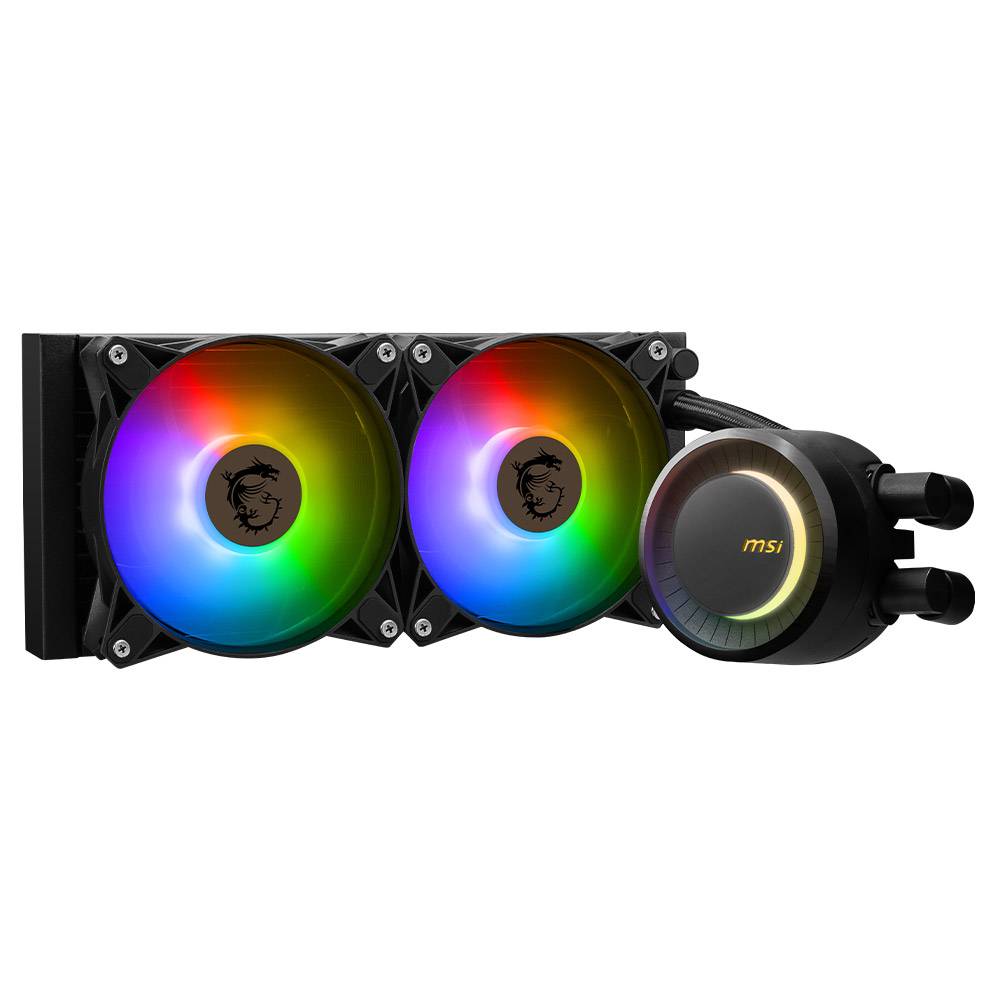 Sistema de arrefecimento líquido para PC com ventoinhas RGB e bloco de CPU MSI