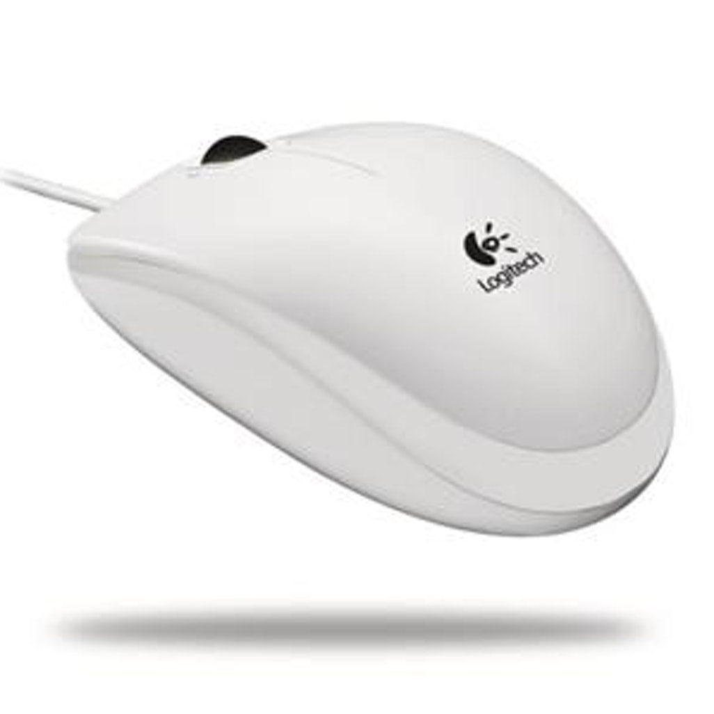 Rato de computador branco Logitech com fio