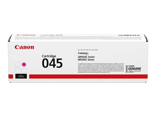 Caixa branca de toner Canon Cartridge 045 com texto e logotipos