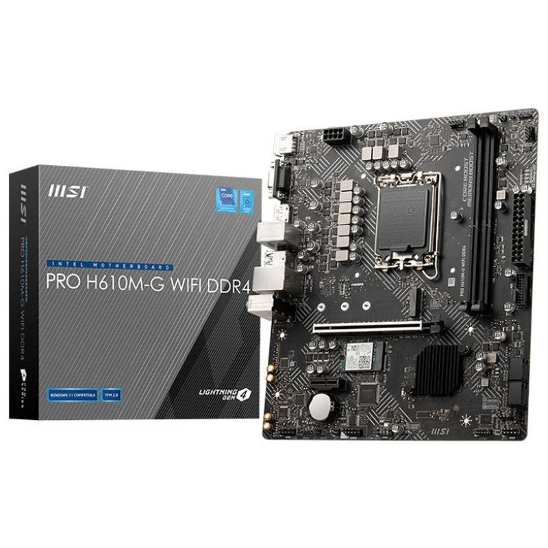 Placa-mãe MSI PRO H610M-G WIFI DDR4 e embalagem