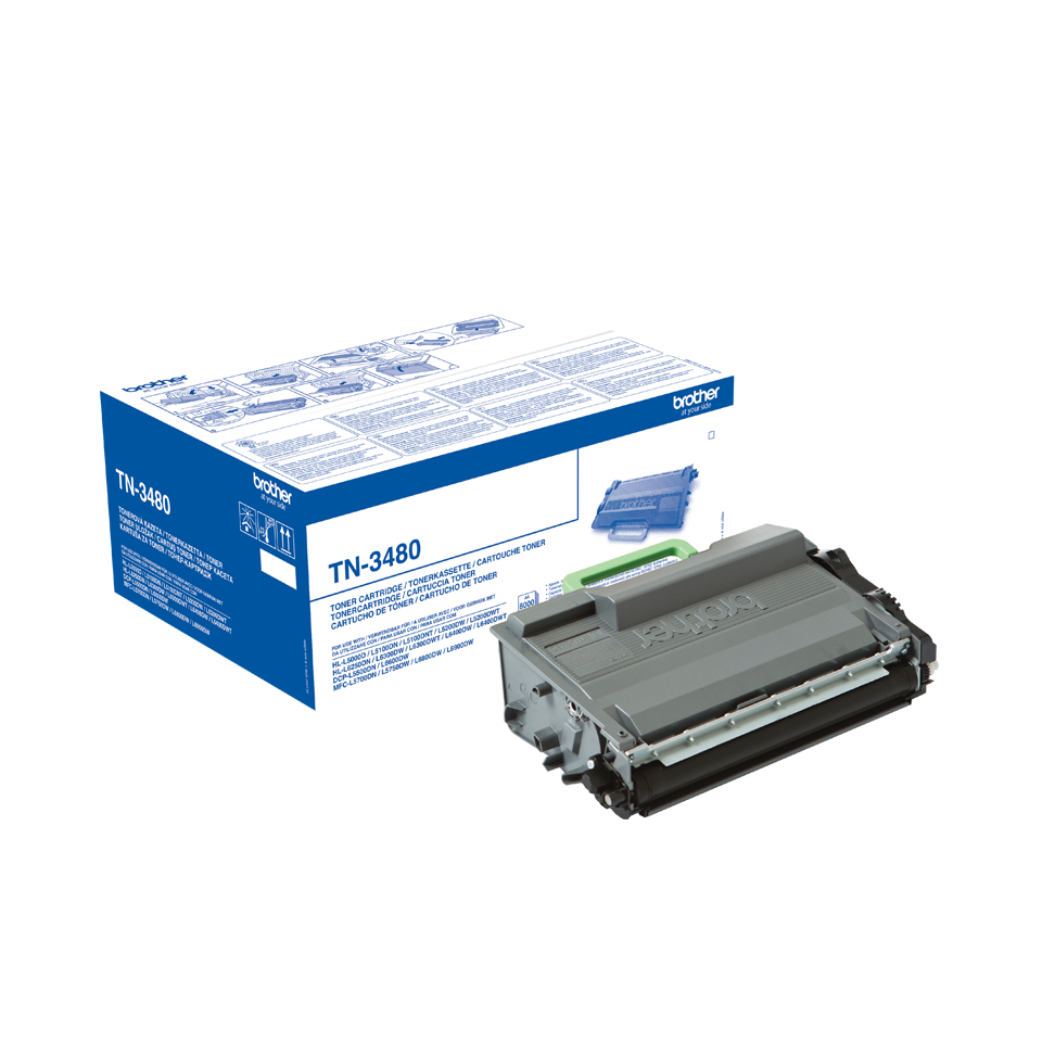 Cartucho de toner Brother TN-3480 com caixa azul e branca