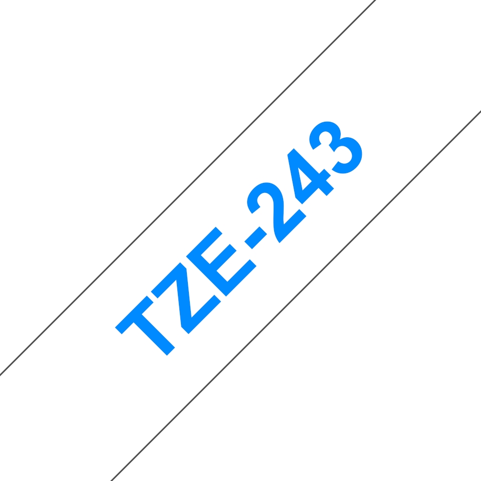 Etiqueta com texto azul TZE-243