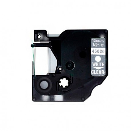 Bobina de fita preta translúcida para rotulador com etiquetas de tamanho e cor