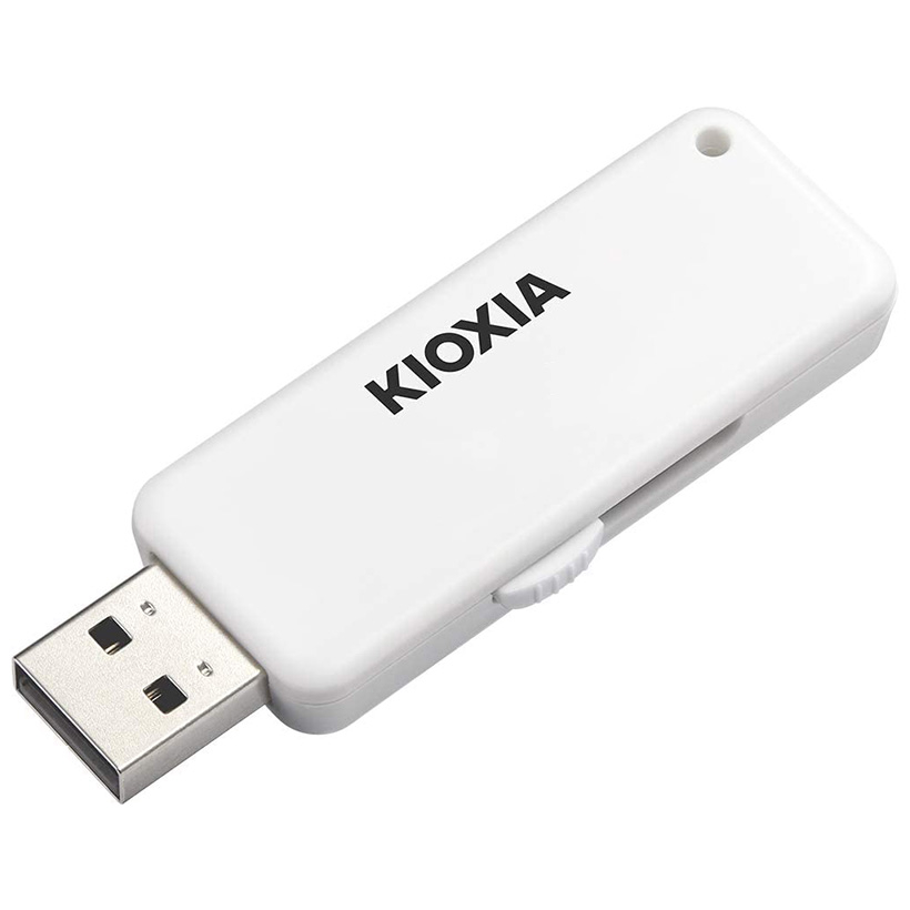 Pen USB branca KIOXIA com botão deslizante