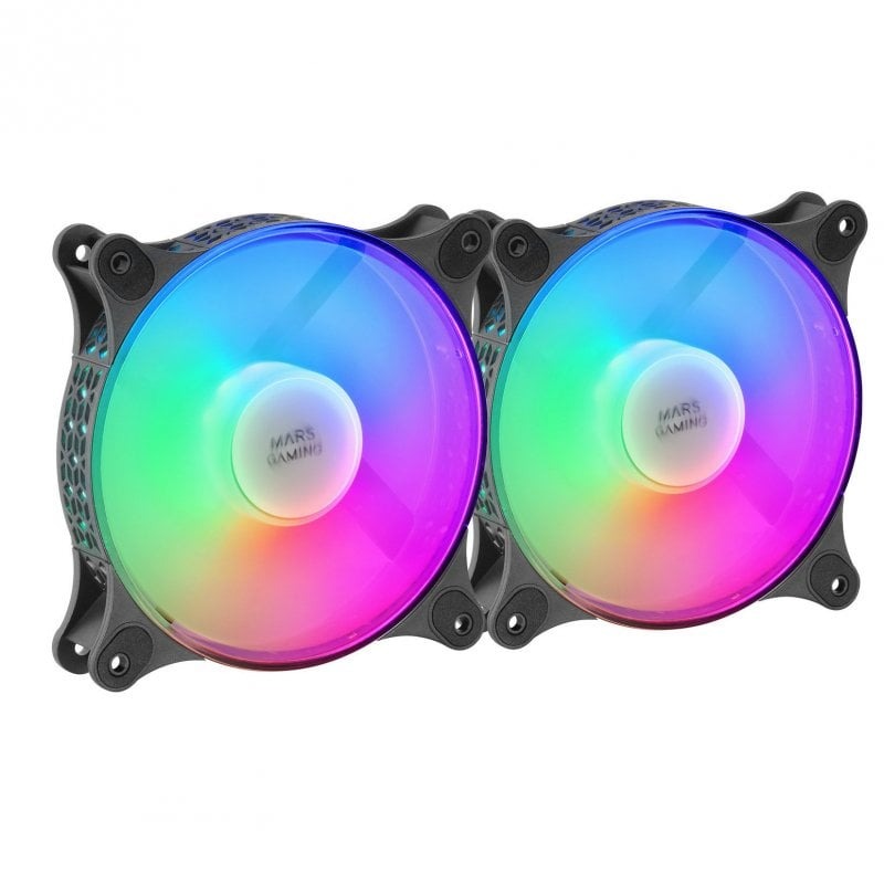Duas ventoinhas RGB para computador com texto Mars Gaming