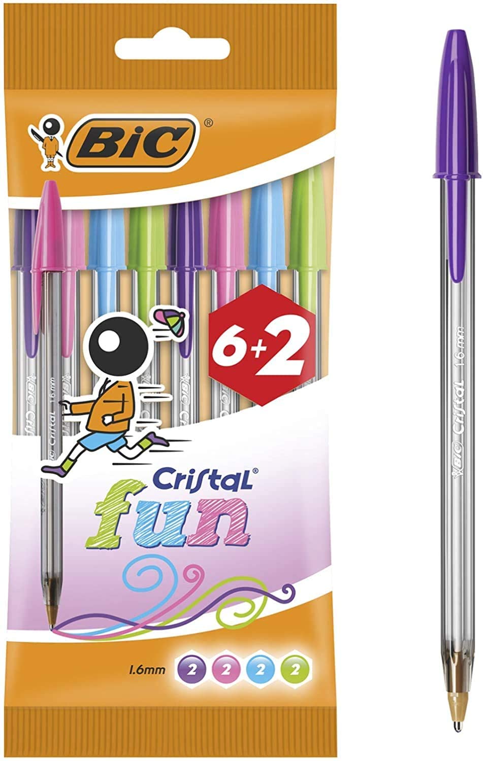 Pacote de esferográficas de várias cores Bic Cristal Fun