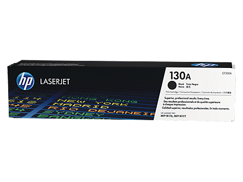 Caixa de toner HP LaserJet 130A preta com etiquetas informativas
