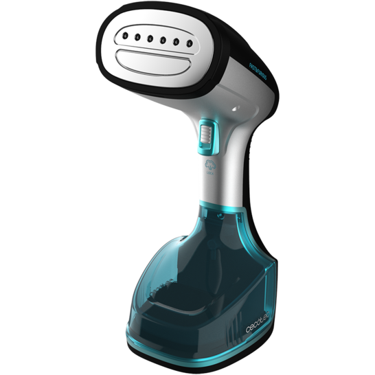 Engomadora a vapor portátil branca, preta e azul translúcido da Cecotec