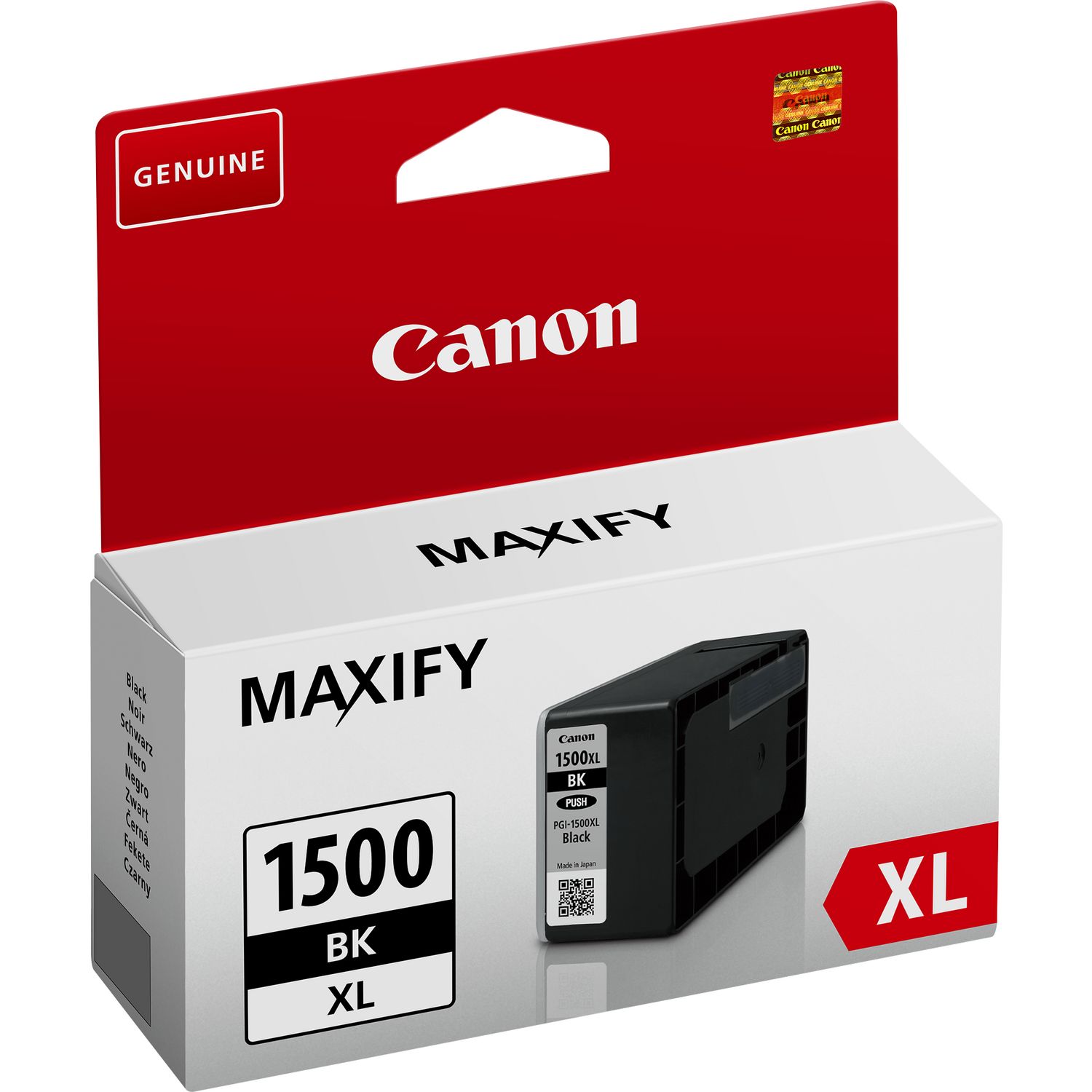 Embalagem cartucho tinta preto Canon MAXIFY 1500BK XL
