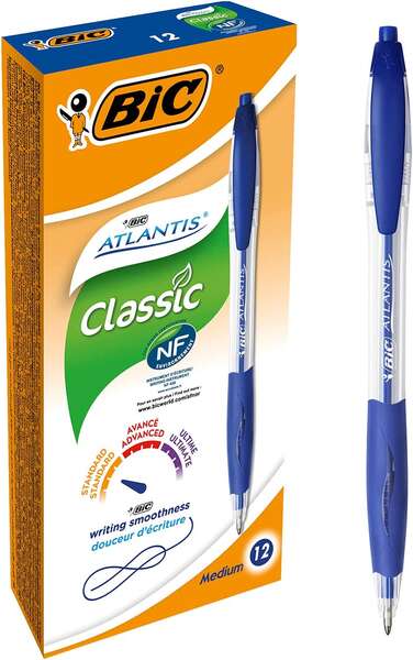 Pacote e esferográfica BIC Atlantis Classic azul