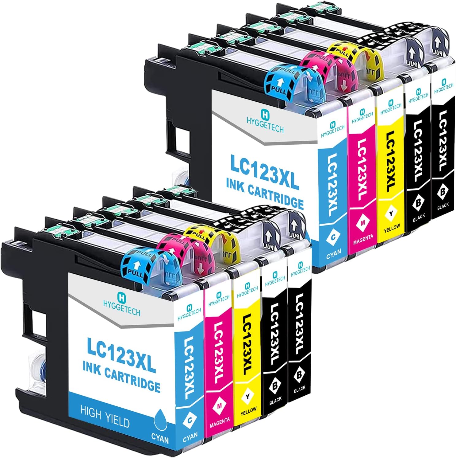 Cartuchos de tinta LC123XL coloridos da marca HYGGETECH