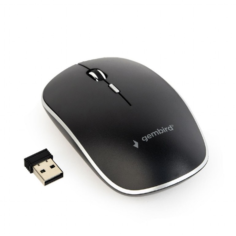 Rato wireless preto com receptor USB
