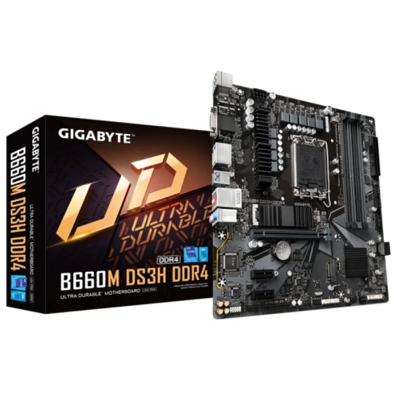 Placa-mãe Gigabyte B660M DS3H DDR4 com embalagem e componente
