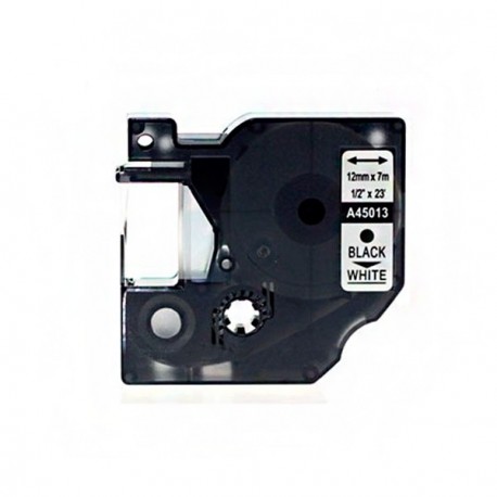 Cartucho de fita para rotuladora preto com rótulo branco