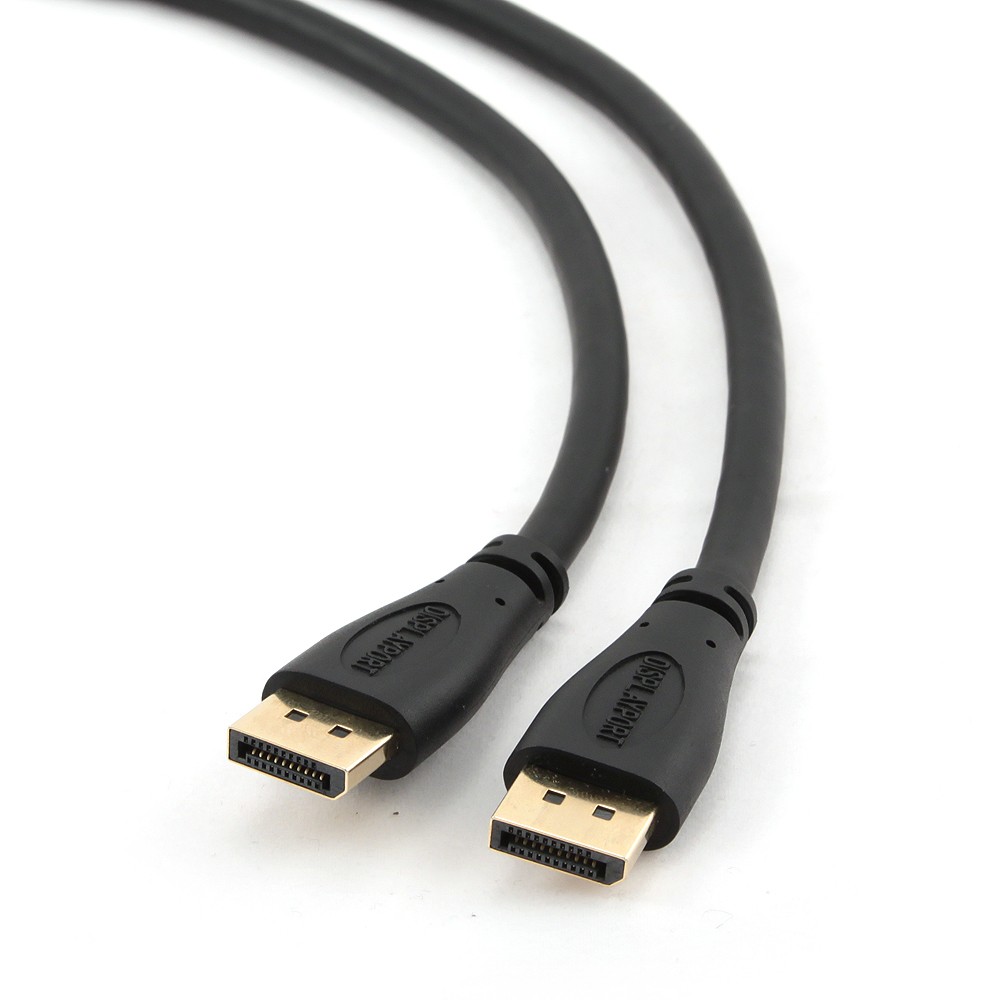 Cabo DisplayPort preto com conectores dourados