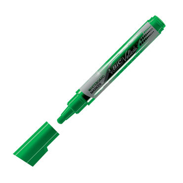Marcador verde para quadro branco BIC Velleda com tampa removida