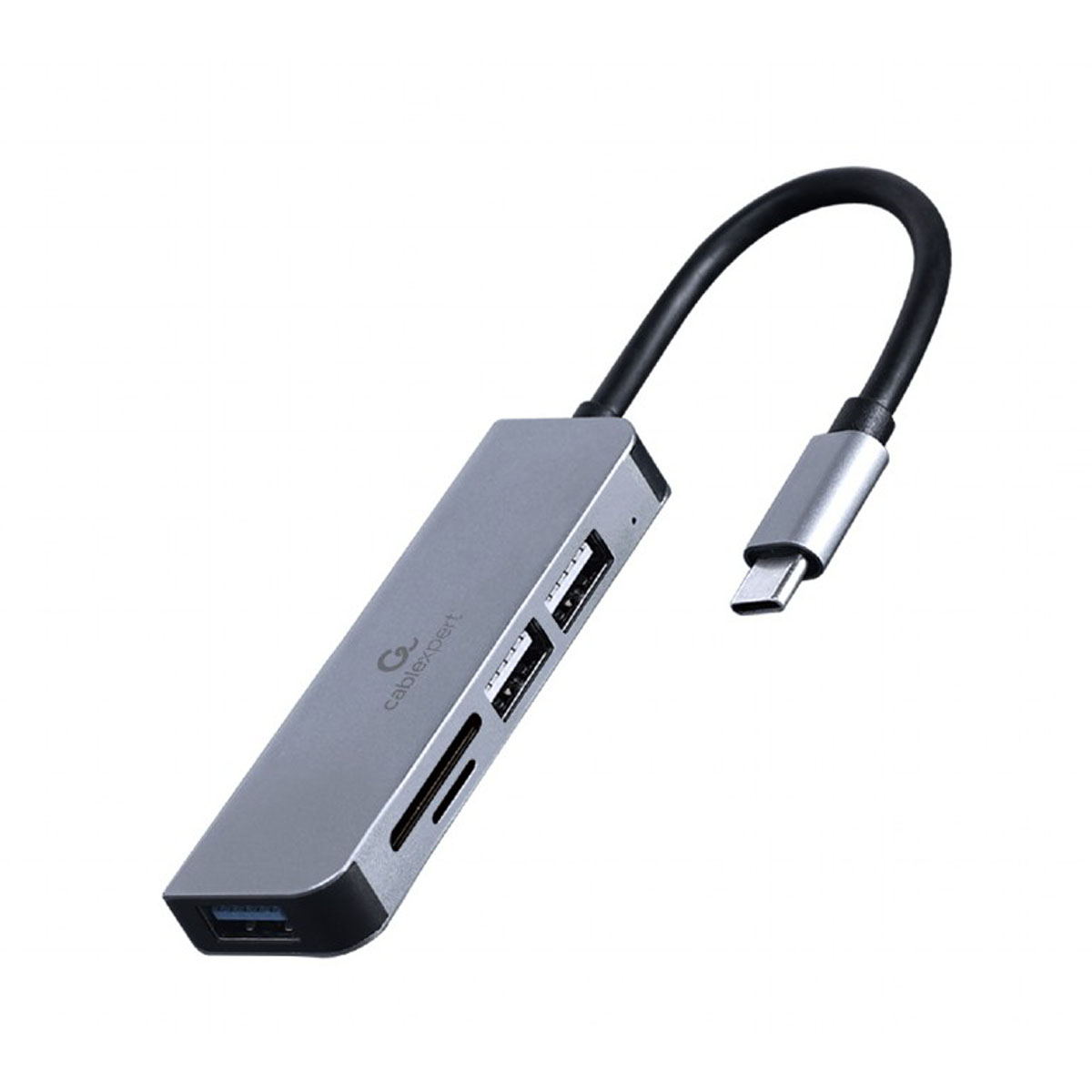 Adaptador USB-C cabo curto com várias portas USB e leitor de cartão SD