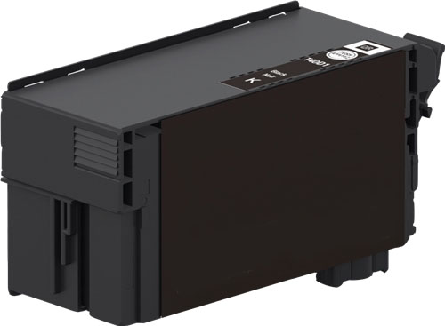 Cartucho de tinta para impressora preto em plástico com etiquetas