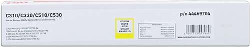 Etiqueta do produto com códigos de modelo, código de barras e quadro amarelo com texto das cores