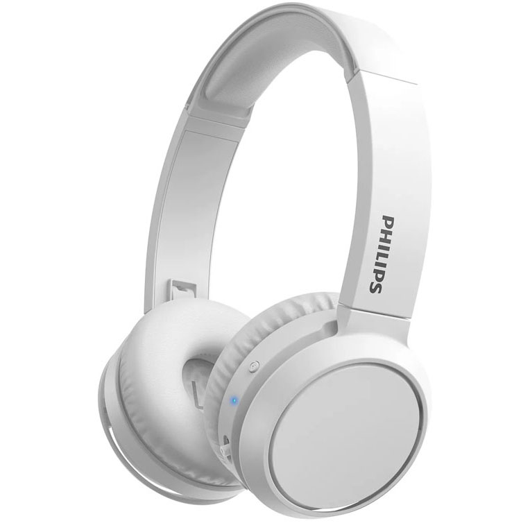 Auriculares Philips over-ear brancos com almofadas macias e LED azul