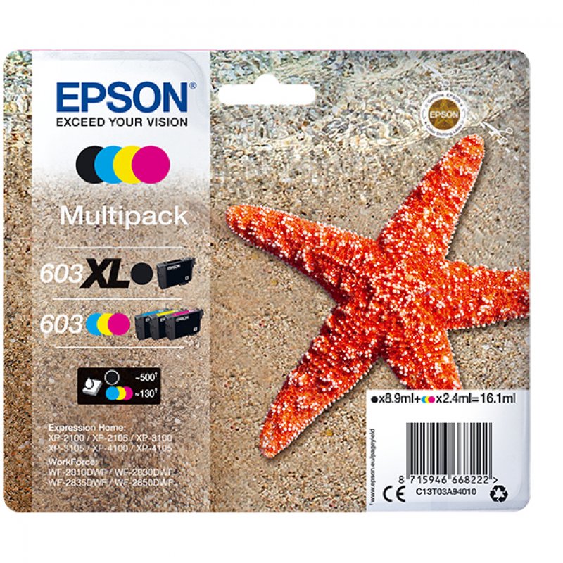 Multipack de tinteiros Epson com estrela-do-mar sobre areia