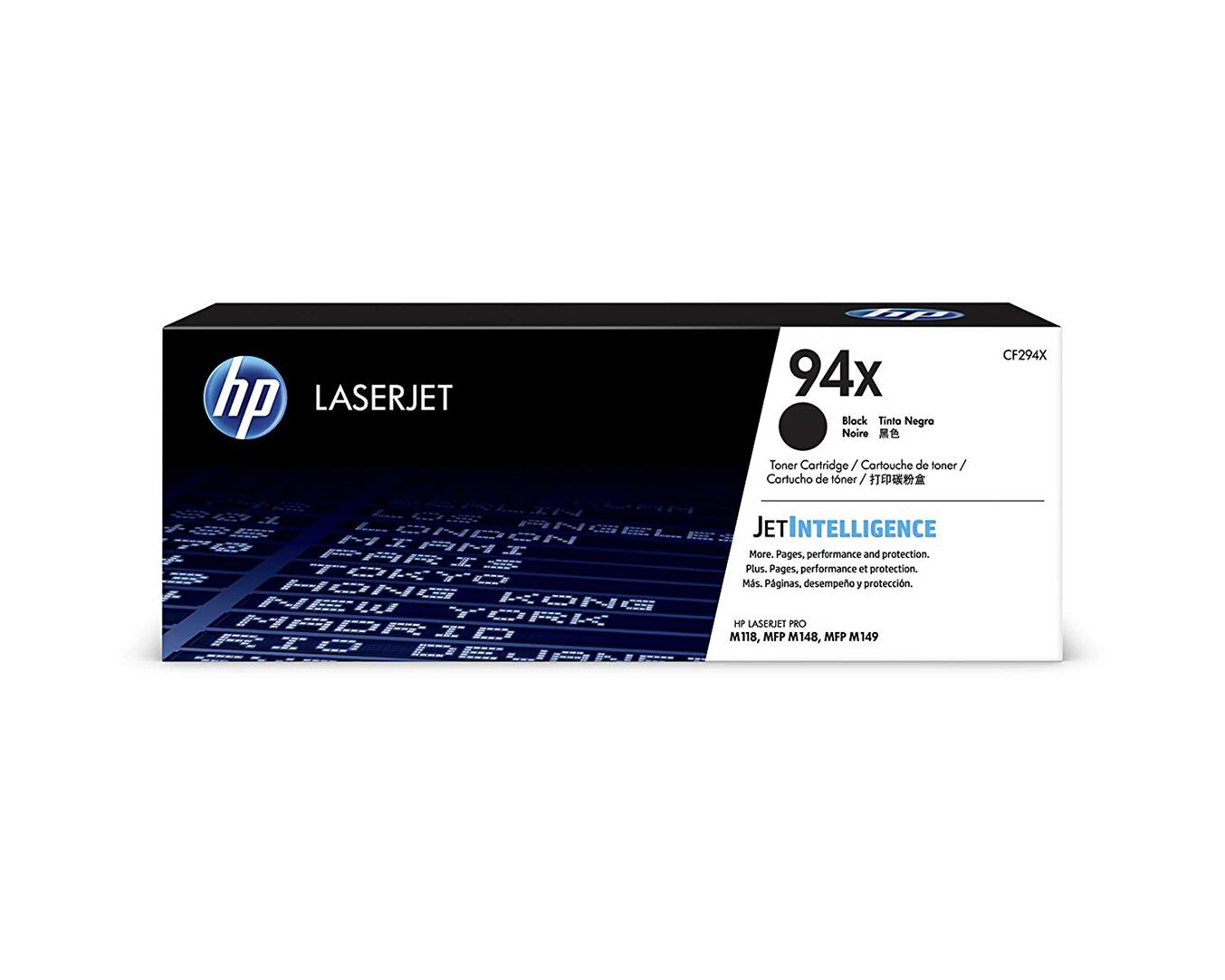 Embalagem de toner HP LaserJet 94x preta e branca para impressora