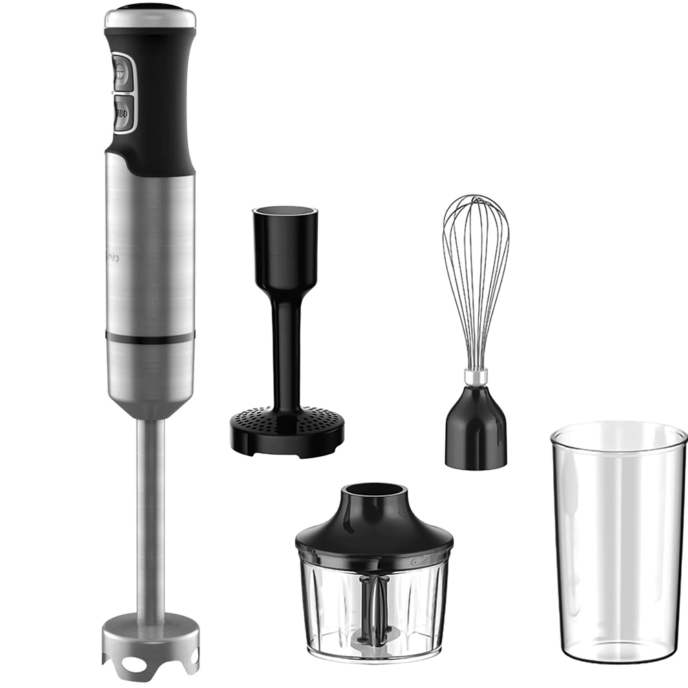 Conjunto de varinha mágica de aço inox e acessórios pretos e transparentes