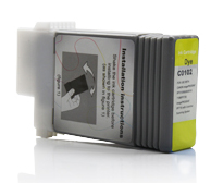 Conjunto de tinteiros para impressora com rótulos cinza e amarelo