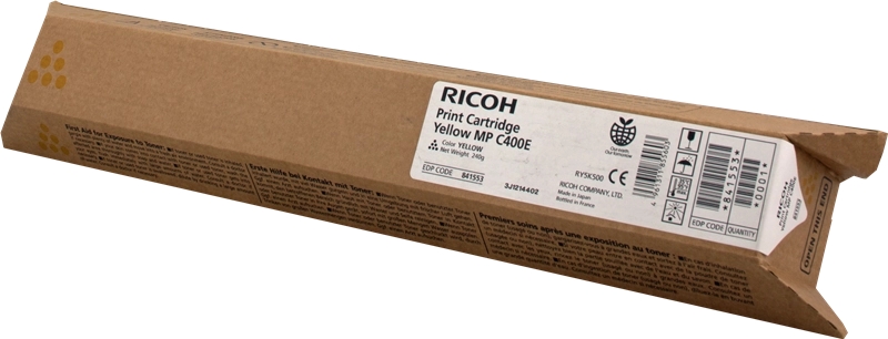 Caixa de cartucho de impressão Ricoh amarelo