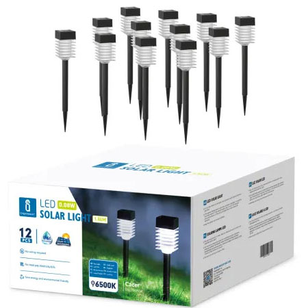 12 luzes LED solares para jardim em caixa branca