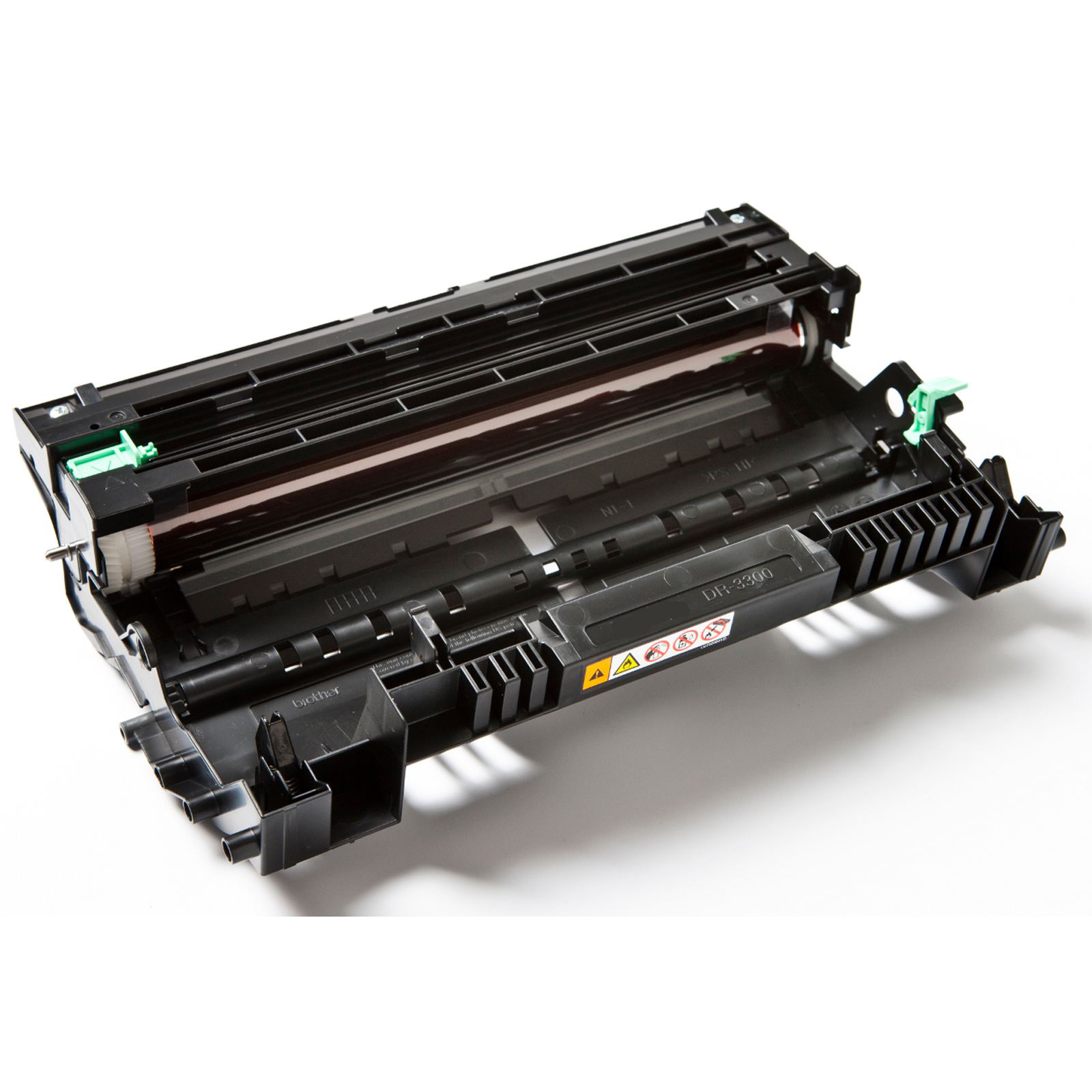 Cartucho de toner de impressora Brother preto modelo DR-3300 sobre fundo branco