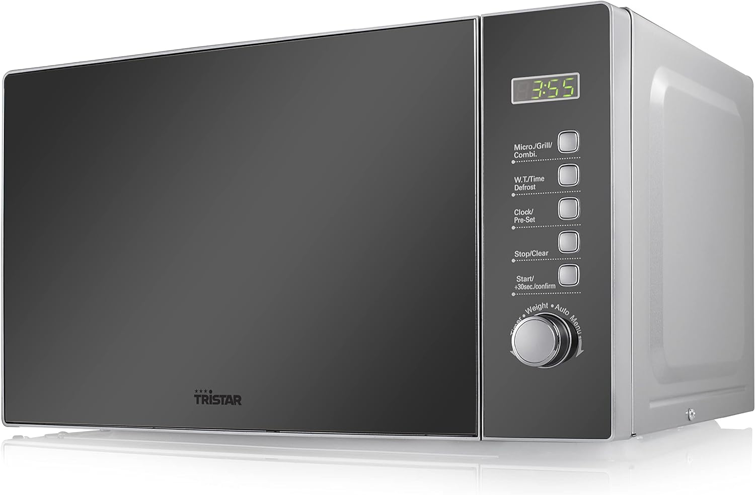 Micro-ondas TRISTAR preto com ecrã digital e botões