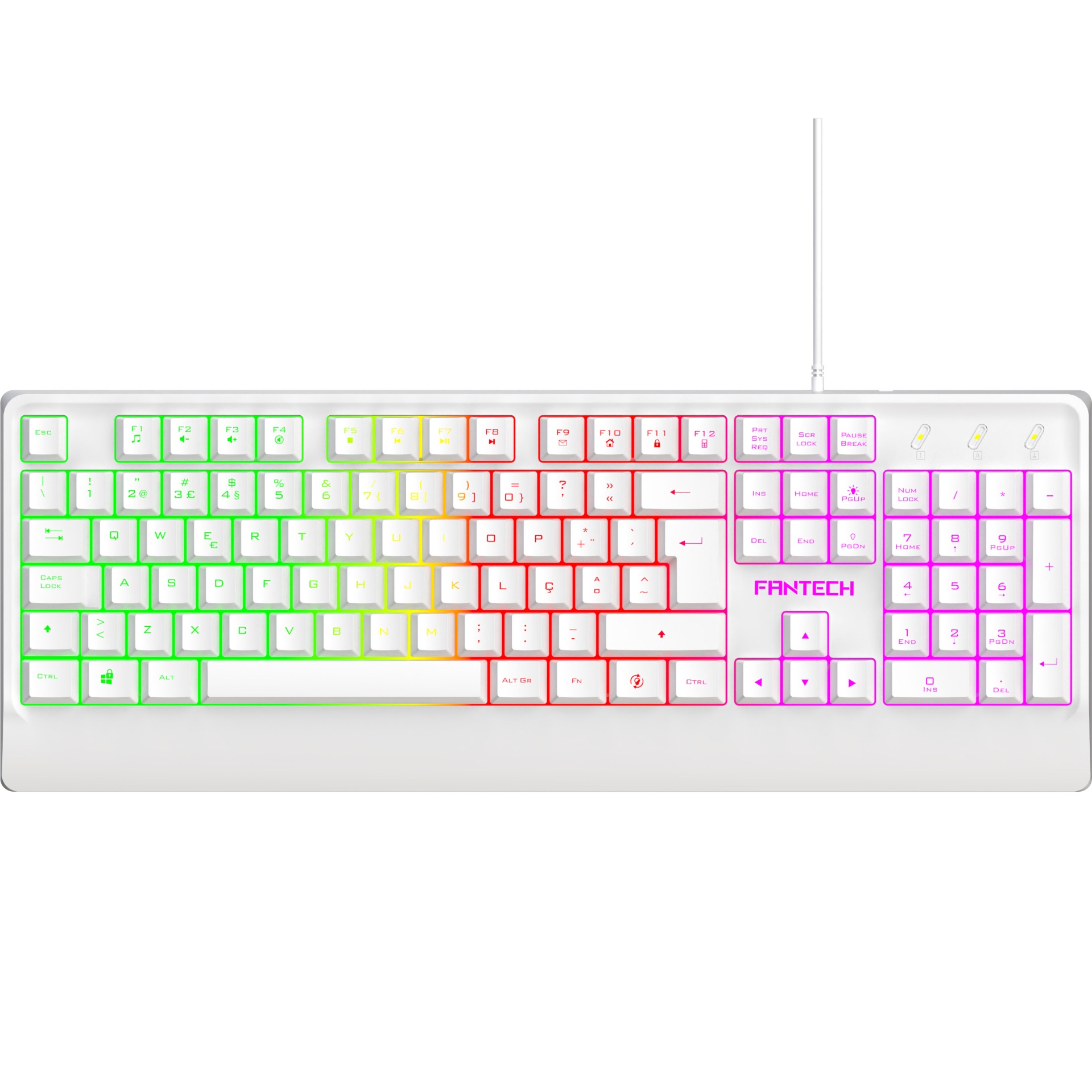 Teclado branco com iluminação RGB e teclado numérico