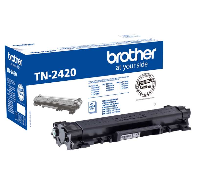Cartucho de toner Brother TN-2420 com embalagem branca e azul
