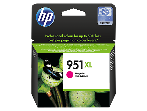 Embalagem de tinteiro HP 951 XL magenta com imagem de flor e borboleta