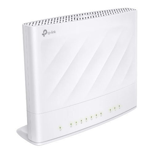Router Wi-Fi branco tp-link com LEDs indicativos e ventilação superior