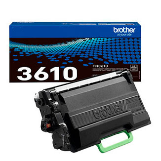 Cartucho de toner Brother TN-3610 preto com embalagem azul e preto