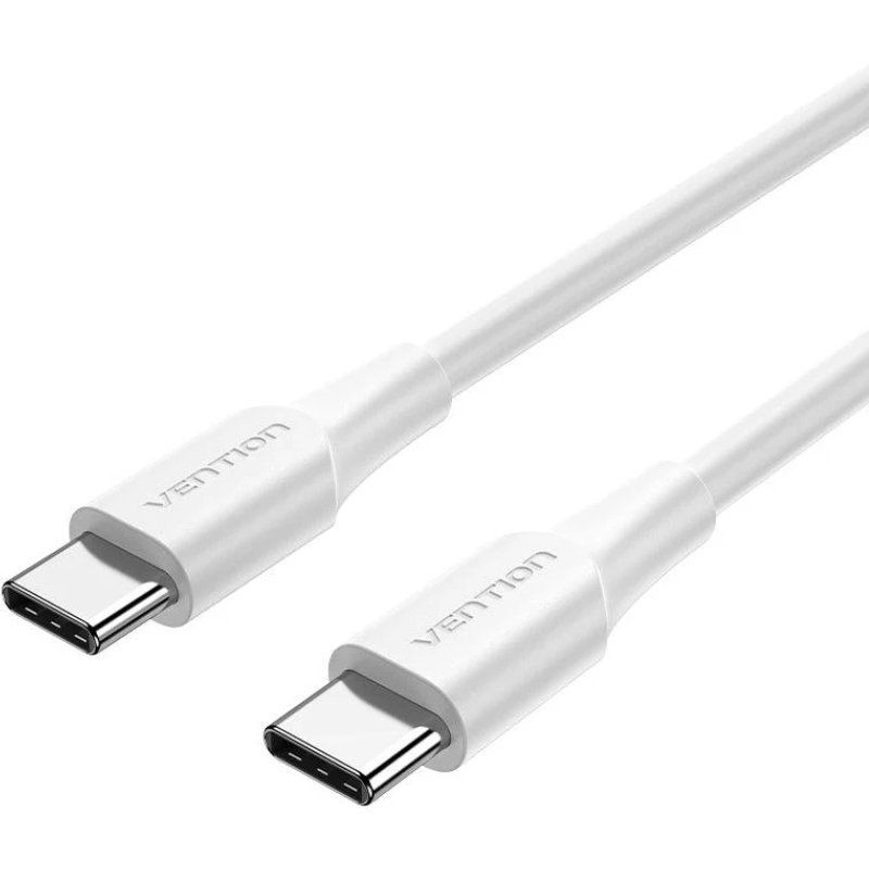 Cabo USB tipo C branco com conetores metálicos