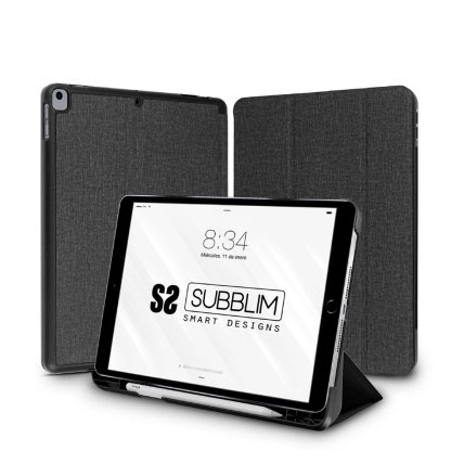 Capa protetora cinzenta escura para tablet com suporte