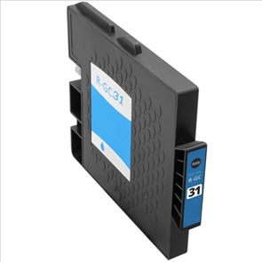 Cartucho de tinta preto para impressora com etiquetas azul e branca R-GC31 31