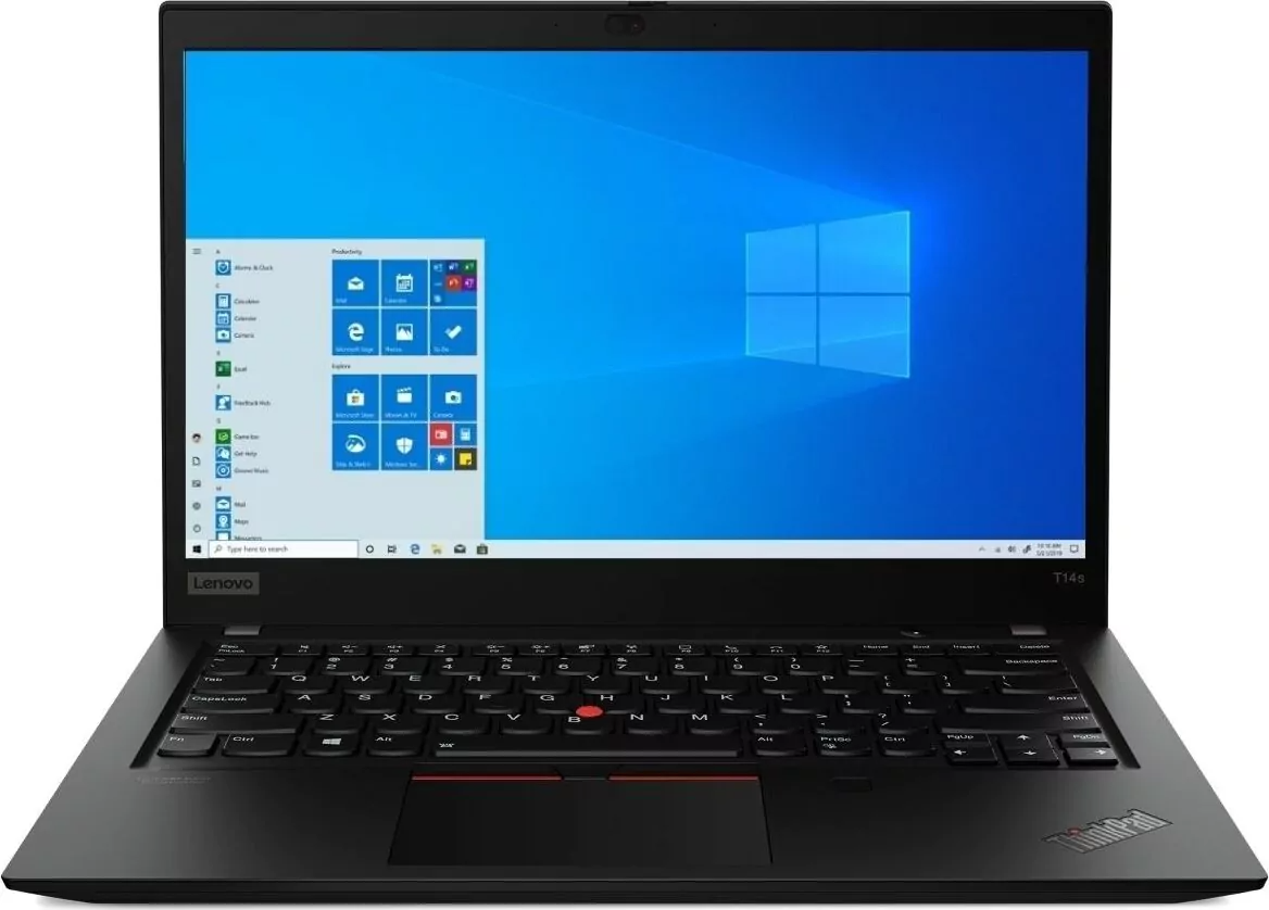 Computador portátil Lenovo ThinkPad T14s preto com teclado QWERTY e ecrã Windows 10